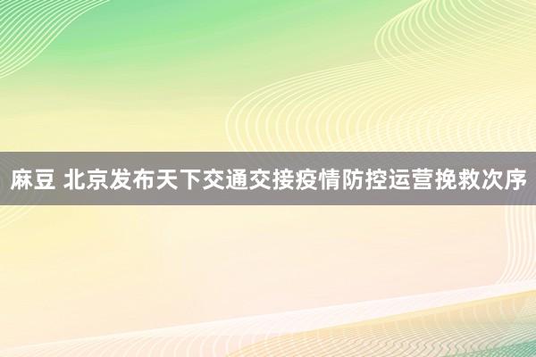 麻豆 北京发布天下交通交接疫情防控运营挽救次序