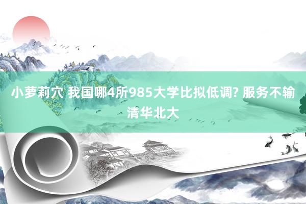 小萝莉穴 我国哪4所985大学比拟低调? 服务不输清华北大