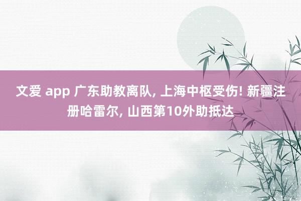 文爱 app 广东助教离队， 上海中枢受伤! 新疆注册哈雷尔， 山西第10外助抵达
